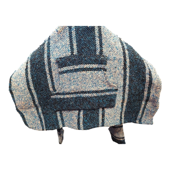 Light Blue/Gray Mexican Baja Woven Hoodie - Picture 5 of 5